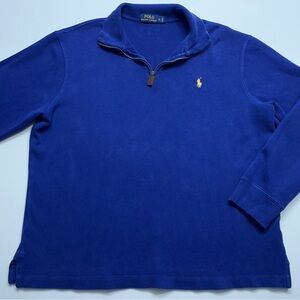 Polo Ralph Lauren 1/4 Zip Sweater Mens Size Large Blue Pony Logo Cotton Designer